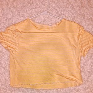 yellow & white striped crop top
